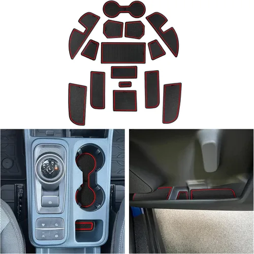 Miniatura 9 de CDEFG Ajuste personalizado para Maverick 2022 2023 - Tapete con ranura para puerta de camioneta y consola central, alfombrillas de bolsillo