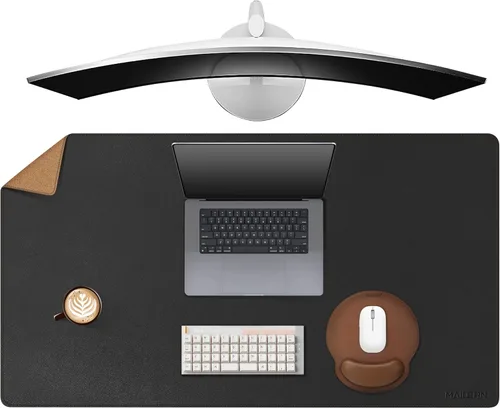 Miniatura 11 de MAIDERN Cubierta de mesa estrecha de 39.4" x 7.9", tapete reversible de cuero y corcho para mesa consola, protector de mesa largo y delgado