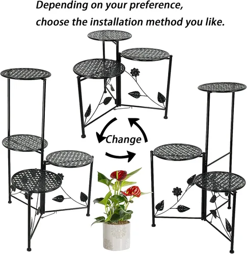 Miniatura 4 de NAKUPE Soporte para plantas de interior y exterior, 3/4 niveles de 30 pulgadas de alto, estantes portamacetas de metal para múltiples plantas