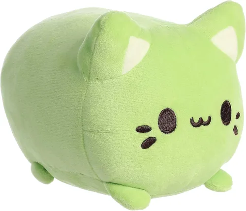 Aurora® Enchanting Tasty Peach® Green Tea Meowchi - Animal de peluche brillante y colorido para decoración de habitaciones, perfecto para adultos,