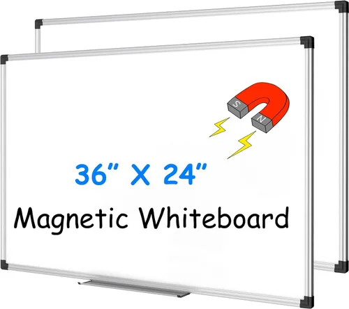 Miniatura 18 de XBoard Pizarra blanca magnética de borrado en seco de 24 x 18 pulgadas, pizarra blanca de doble cara para pared con bandeja de marcadores, tablero