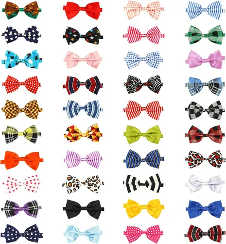 Miniatura 8 de Segarty Corbatines para perros, 40 piezas de collares con corbatín ajustables para mascotas pequeñas y medianas, corbatines cómodos para el cuello