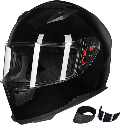 Miniatura 17 de ILM - Casco integral para motocicleta y bicicleta urbana, con bufanda de invierno extraíble, 2 viseras, modelo aprobado por DOT JK313