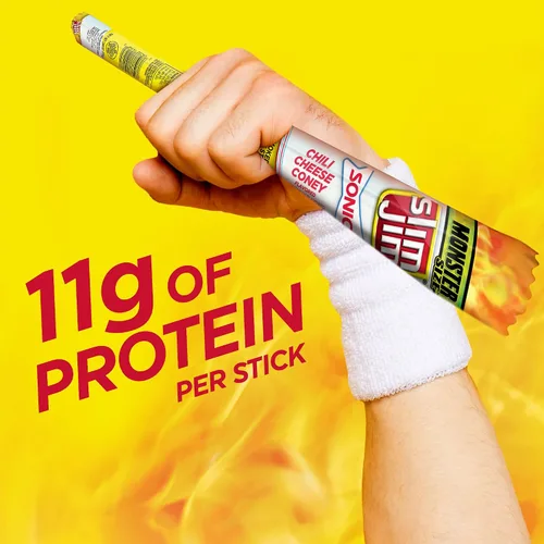 Miniatura 6 de Slim Jim Monster - Palitos de carne ahumada, sabor a coney de queso con chile sónico, alto contenido de proteínas, regalo de carne y queso