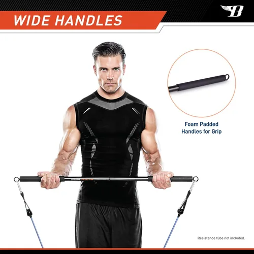 Miniatura 4 de BIONIC BODY Barra recta de entrenamiento de resistencia ligera de 36 pulgadas - Se adapta a todas las bandas de resistencia/accesorios