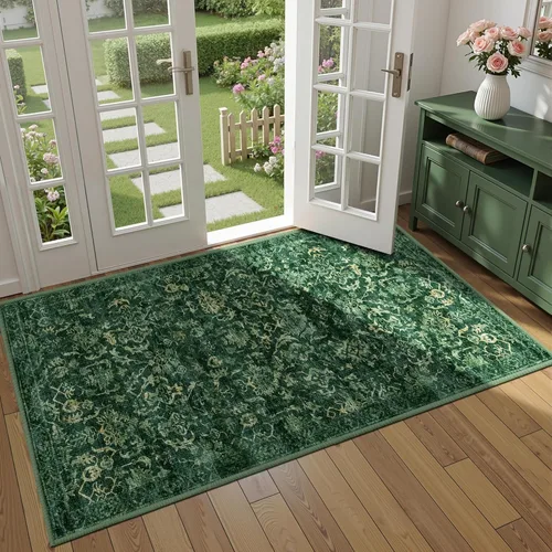 Miniatura 9 de Alfombra de área pequeña de 2 x 3 pulgadas, color beige, para entrada, baño, cocina, antideslizante, de pelo bajo, lavable, moderna alfombra bohemia