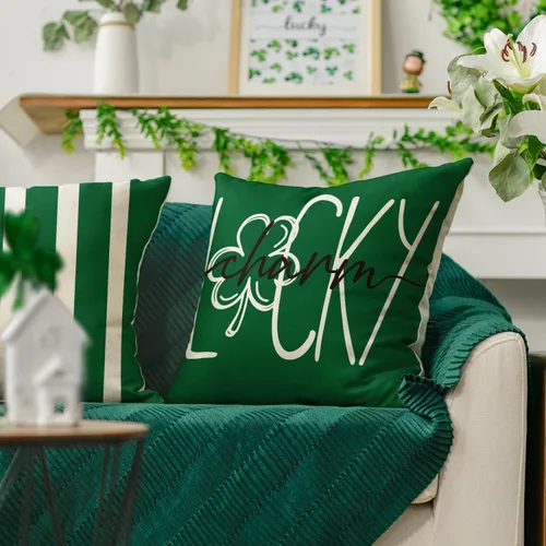 Miniatura 5 de AVOIN colorlife ST Patricks Day Lucky Charm - Juego de 4 fundas de almohada con diseño de trébol de whisky irlandés, 16 x 16 pulgadas, decoración