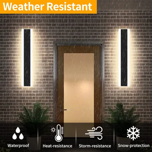 Miniatura 13 de Luz de pared exterior moderna de 47 pulgadas, accesorios de iluminación exterior de acrílico negro de 3000K, montaje en pared, luces de porche