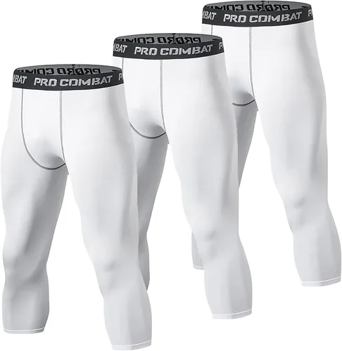 SS COLOR FISH Paquete de 3 pantalones de compresión 34 para hombre, capa base atlética, entrenamiento, deportes, correr, leggings para correr para