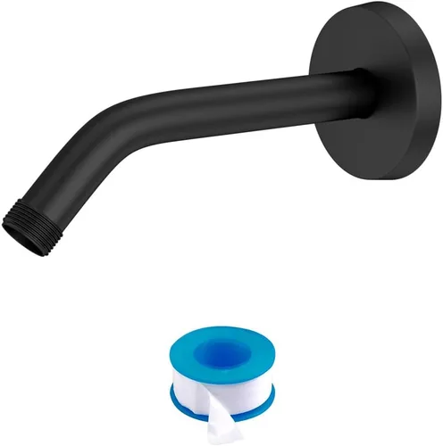 Miniatura 9 de Lordear Brazo de ducha montado en la pared, tubo de ducha de 12 pulgadas con brida, vástago de ducha redondo de 1/2 NPT para cabezal de ducha, negro