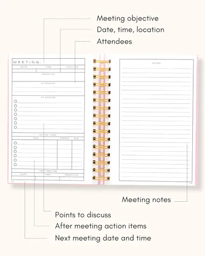 Miniatura 4 de Cuaderno de reuniones Lamare para la organización del trabajo – Cuaderno de trabajo perfecto para tomar notas y planificador de reuniones