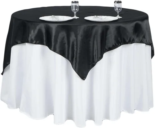 Miniatura 6 de Efavormart Paquete de 5 Sobremanteles Cuadrados de Satén de 60" para Decoraciones de Mesa de Bodas, Catering y Fiestas, Cubierta de Mantel Negro