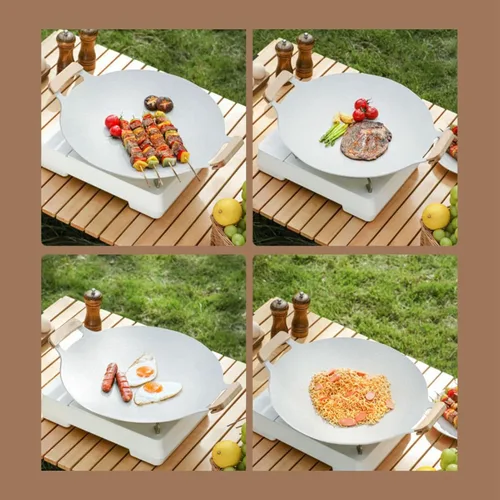 Miniatura 4 de Diydeg Sartén coreana para barbacoa, parrilla antiadherente, redonda de aluminio, plata, 11.8 in