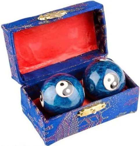 Miniatura 4 de JapanBargain, Juego de Bolas Baoding de 2 – Ejercicio de Mano, Alivio del Estrés, Coordinación y Entrenamiento de Fuerza, Bolas de Terapia con Caja