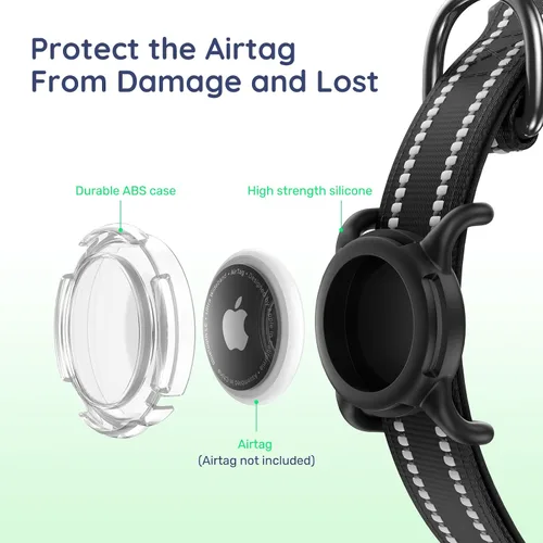 Miniatura 7 de Collar de perro Airtag con código QR, collar reflectante para perro con soporte Airtag, acolchado suave y hebilla de bloqueo de seguridad ajustable