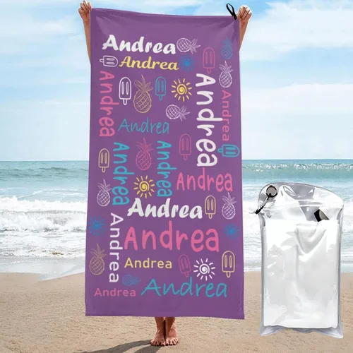 Miniatura 11 de Toallas de playa personalizadas para adultos, toallas de playa personalizadas con nombres para viajes, toallas de playa de microfibra, regalos