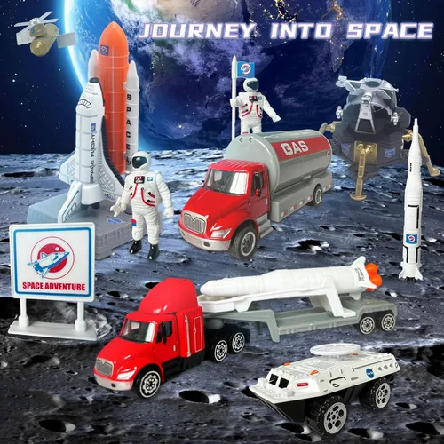 Miniatura 2 de OTONOPI Juego de juguetes de cohete espacial para niños de 3 a 9 años, 15 juguetes aeroespaciales STEM fundidos a presión con 3 cohetes, 2