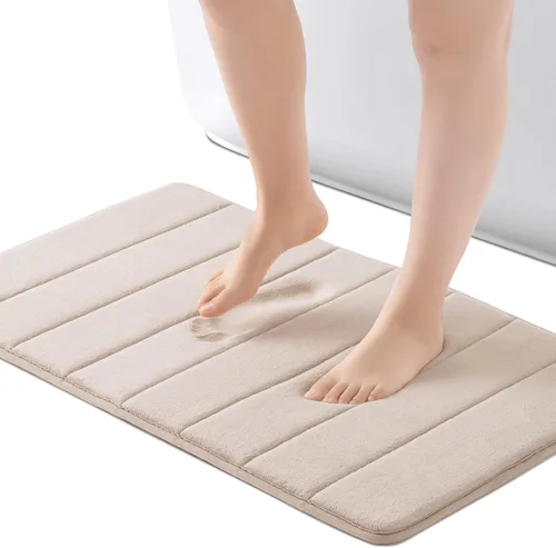 Miniatura 12 de ROSMARUS Tapete de baño de espuma viscoelástica de 20 x 32 pies, tapete de ducha absorbente de agua, tapete de baño grueso antideslizante con Gris