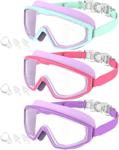Miniatura 10 de Kids Swim Goggles, 3 Pack Swimming Goggles for Kids 4-16, Anti-Fog UV Protection Pool Glasses for Boys Girls Rosa Azul/Blanco Rosa/Púrpura