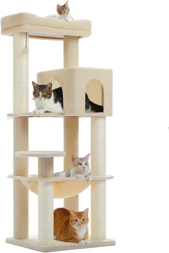 Miniatura 36 de MUTTROS Árbol para gatos de interior, torre para gatos de varios niveles de 44.5 pulgadas con hamaca grande de marco de metal, condominio para gatos