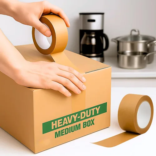 Miniatura 9 de Cinta de embalaje para cajas de mudanza, paquete de 2 – Cinta móvil de papel kraft, se puede rasgar a mano, no necesita una pistola de cinta