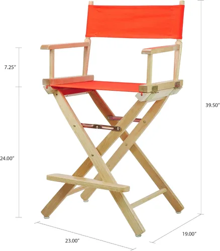Miniatura 2 de Casual Home - Silla de director de 24.0 in, marco natural con lienzo naranja, altura de mostrador