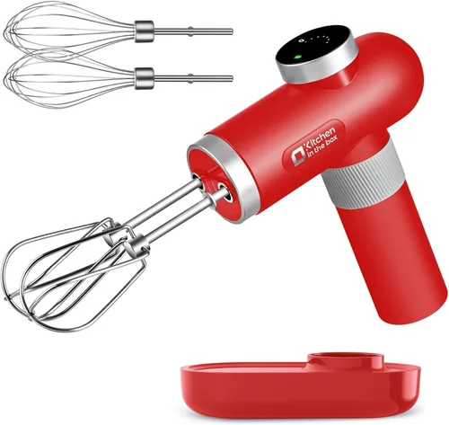 Kitchen in the box Mezclador de mano recargable inalámbrico para cocina, mezclador eléctrico de mano portátil con batidor, batidor de globo,