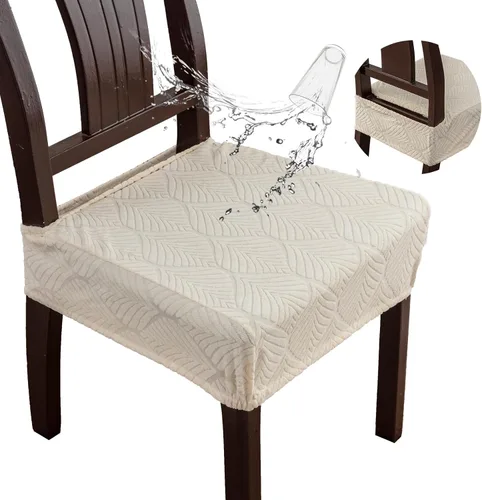 Miniatura 14 de Fundas de asiento para silla de comedor, extraíbles y lavables, juego de 2, fundas de cojín de asiento de silla de jacquard, protectores