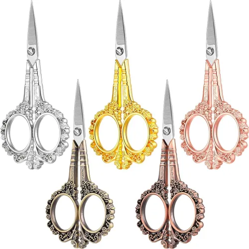 Miniatura 6 de AKOAK Tijeras estilo ciruela vintage - Tijeras multifuncionales de acero inoxidable para uñas (dorado)
