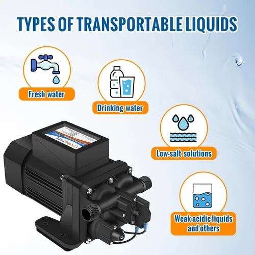 Miniatura 9 de YOUNGTREE Bomba de transferencia de presión de agua sin escobillas de 110V de servicio continuo 6.0GPM 55PSI Bomba de diafragma de agua fresca bajo