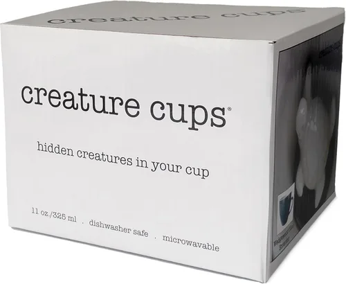 Miniatura 6 de Creature Cups - Taza de cerámica CTHULHU (11 onzas, exterior negro) - Tazas espeluznantes - Taza de animal 3D oculto en el interior que emerge