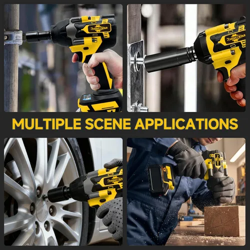 Miniatura 7 de Rhovixster Pistola de impacto inalámbrica de 1/2, juego de llaves de impacto, impacto de 1/2 torsión, motor sin escobillas, pistolas de impacto