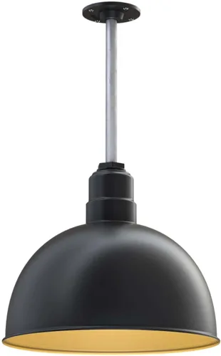 Miniatura 11 de Steel Lighting Co. Colgante de cuenco rosa Lámpara montada en el techo Cúpula de 15 pulgadas vástago de 12 pulgadas Estilo granero de acero
