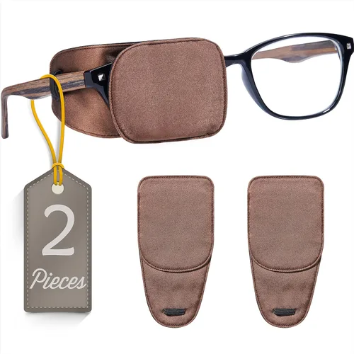 Miniatura 42 de Astropic Parche Grande de Seda para Ojos para Adultos y Niños con Gafas para Cubrir Cualquier Ojo (Grande, Caqui)