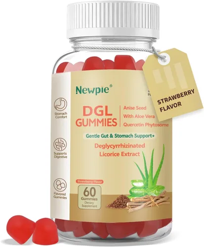 Gomitas DGL | Extracto de raíz de regaliz deglicirricinado, quercetina, aloe vera, polvo de semilla de anís | Salud intestinal, alivio del estómago,