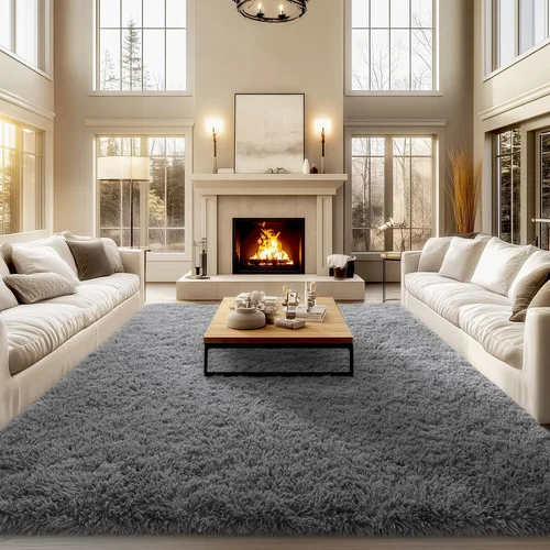 Miniatura 95 de qulint Alfombras de área de 5 x 7 pies para sala de estar, alfombra suave y esponjosa para dormitorio, alfombra de habitación de niños grandes, Gris