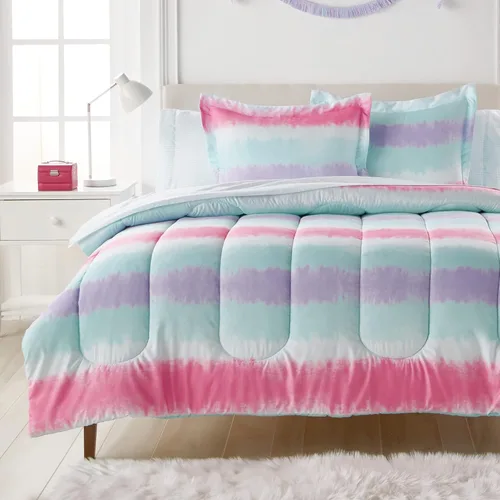 Miniatura 46 de dream FACTORY - Juego de edredón de microfibra ultrasuave para niñas, color rosa, tamaño individual, diseño de princesa mágica Princesa Mágica Rosa