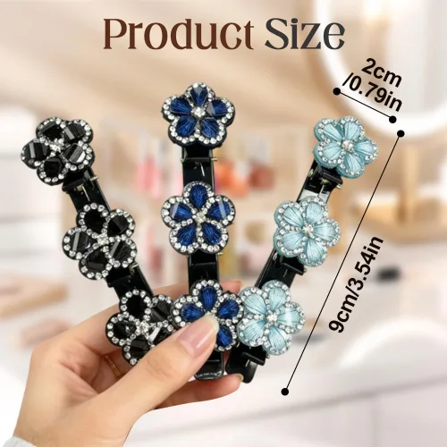 Miniatura 6 de Pinzas para el cabello trenzadas con piedra de cristal brillante para mujeres y niñas, pinzas para el cabello con diamantes de imitación 2025
