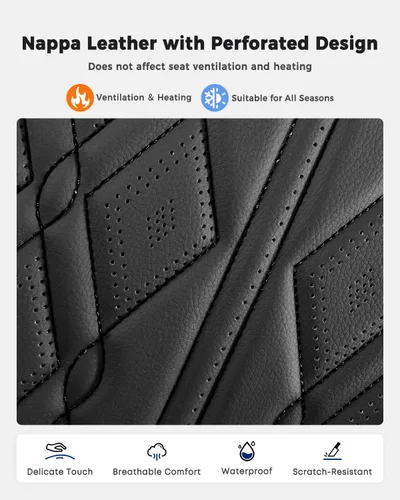 Miniatura 8 de Huidasource Juego completo de fundas de asiento de automóvil, fundas de cojín de cuero para vehículos, ajuste universal para la mayoría de A-Negro
