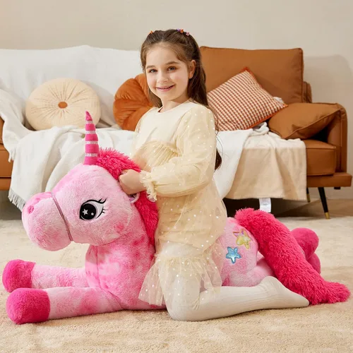 Miniatura 4 de IKASA Juguete de peluche de unicornio gigante, juguetes suaves grandes y bonitos, enorme tamaño grande, esponjoso, de gran tamaño, regalos
