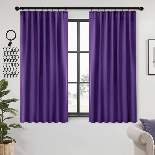 Miniatura 25 de ANRODUO Juego de 2 cortinas con bloqueo de luz del 99%, cortinas de 84 pulgadas de largo, cortinas negras para dormitorio, cortinas con aislamiento