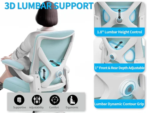 Miniatura 4 de Silla de Oficina - Silla de Escritorio Ergonómica con Soporte Lumbar Ajustable, Silla de Computadora de Malla, Sillas de Oficina Ejecutivas