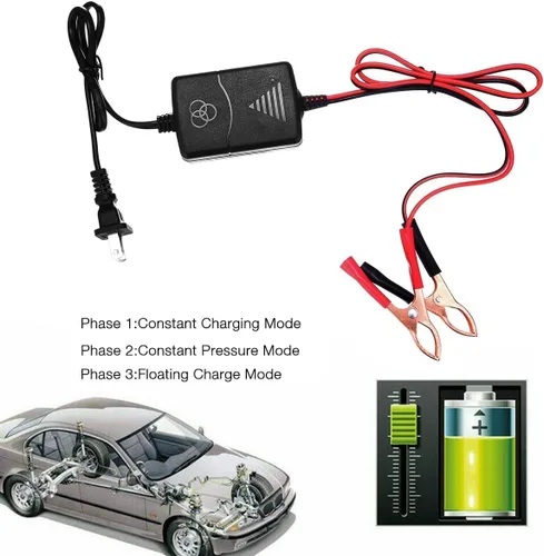 Miniatura 5 de Cargador de batería de coche 12V 1A, mantenedor de batería, cargador de goteo para barcos, motocicletas, vehículos todo terreno, cortadoras
