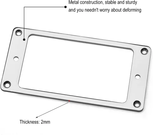 Miniatura 2 de MAXCHEER Anillo de recogida Humbucker plano de hierro de metal para reemplazo de guitarra eléctrica (cromo)