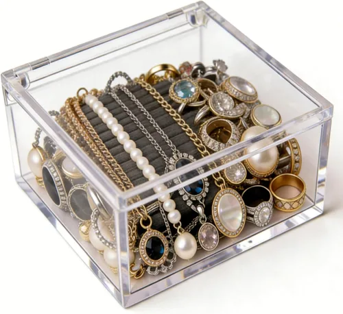 Miniatura 8 de KissYou Caja de acrílico con tapa, caja transparente con tapa con bisagras, almacenamiento de acrílico, soporte para cápsulas de café, organizador