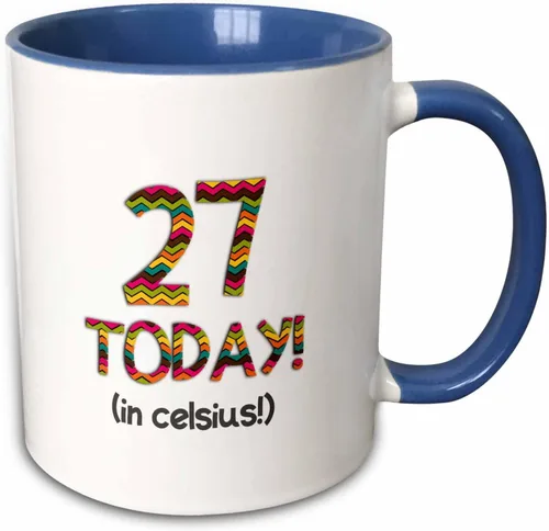 Miniatura 11 de 3dRose 27 Today in Celsius-Funny 80Th Birthday 27C is 80 in Fahrenheit Taza de dos tonos, 11 oz, color negro