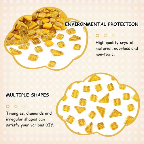 Miniatura 3 de Swpeet Kit surtido de azulejos de mosaico de 1 libra de color naranja brillante, azulejos de mosaico auténticos cuadrados y triangulares, mosaico