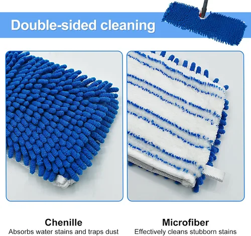Miniatura 2 de Paquete de 3 cabezales de repuesto compatibles con la mopa Ocedar de microfibra de doble acción, repuestos de trapeador de doble cara con microfibra