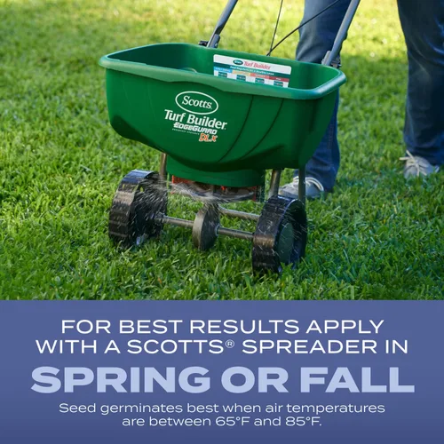 Miniatura 5 de Scotts Turf Builder Semillas de césped resistentes al calor, variedad Blue Mix para céspedes de festuca alta con fertilizante y mejorador de suelo