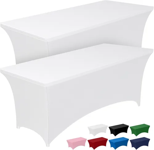 Miniatura 28 de Pureegg - Juego de 2 manteles de elastano ajustables de 1,2 m para mesas rectangulares, mantel elástico y sin arrugas para mesa de masajes, fiestas